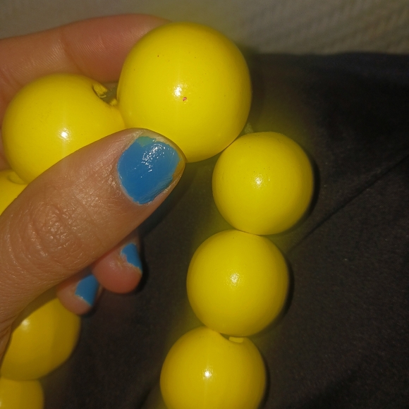 Women Yellow Wood Balls Long Necklace - Picture 5 of 6